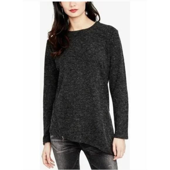 Rachel‎ Roy Sweater Womens Medium Grey Asymmetrical Zip Knit - Picture 1 of 9